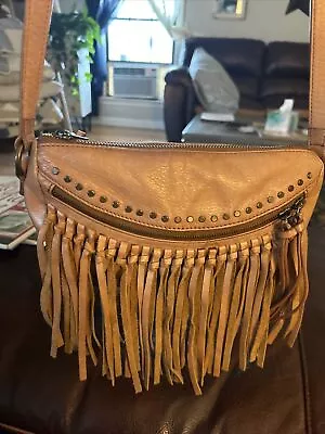£41.73 • Buy JOELLE HAWKINS Fringed Western Hippy Organizer Cell Phone Leather Shoulder Bag