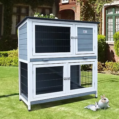 Deluxe Double Decker Rabbit Guinea Hutch Hutches With Legs 2 Tier Bb-41-ddl-nt-g • £94.99