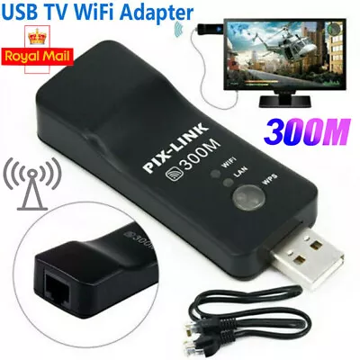 For Samsung Smart TV WiFi Wireless LAN Adapter USB Dongle RJ-45 Ethernet Cable • £9.49