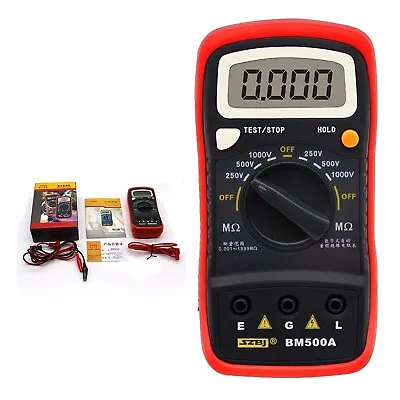 BM500A 1000V Digital Insulation Resistance Tester Meter Megohmmeter Megger New • $25.85