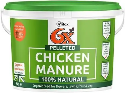 8kg Tub Natural Poultry Organic Chicken Manure Pellets Lawn Feed Veg Plant • £14.99
