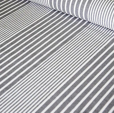 £8 • Buy  French Montpellier Grey Stripe Linen Machine Washable Oilcloth 
