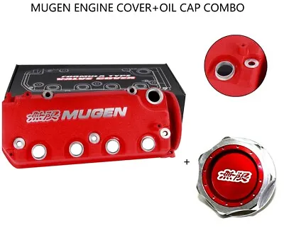 Red MUGEN Racing Rocker Engine Valve Cover W/ Oil Cap For Honda Civic VTEC SOHC • $135