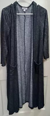 Lularoe Women's Sarah Striped Black Open Maxi Length Cardigan Duster Small • $19.99