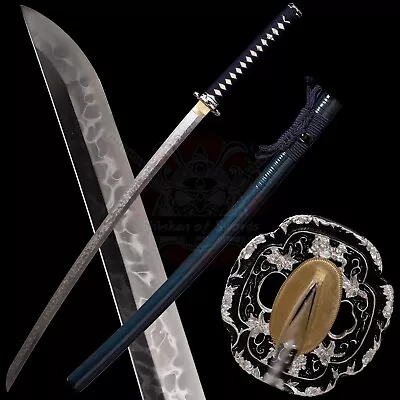 Japanese Samurai Real Katana Swords Clay Tempered L6 Steel Hitatsura Hamon Blade • $599.99