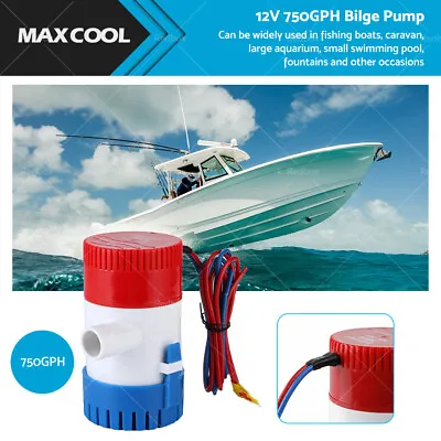 $22.88 • Buy 12V 750GPH Electric Water Pump Marine Yacht Boat Submersible Bilge Pump