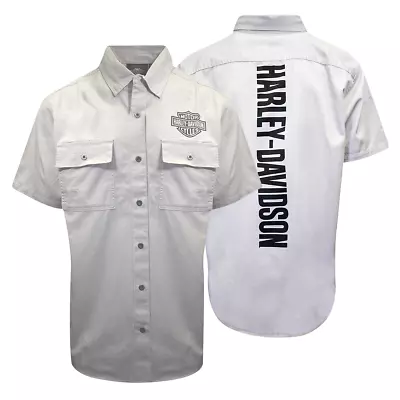 Harley-Davidson Men's Solid Light Grey S/S Woven Shirt (S03) • $21.60