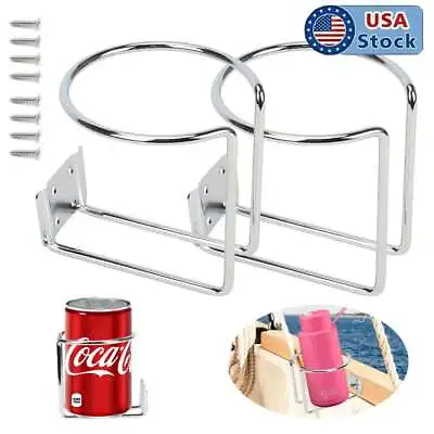 2X Cup Stainless Steel Boat Drink Holder Car Yacht Ring Holders Truck Marine US • $10.69