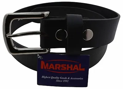 Durable Genuine Leather Mens Belt With Silver Buckle Black Brown By Marshal • $16.95