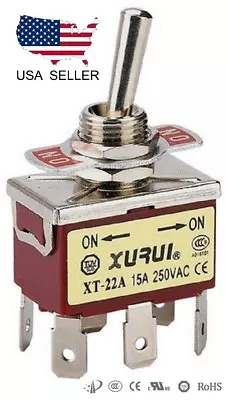 Heavy Duty Dpdt On-on Toggle Switch 20a 125v 15a 250v Spade Terminals (22a) • $5.56
