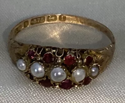 £375 • Buy Antique 9ct Gold Birmingham 1834 Almandine Garnet And Pearl Ring