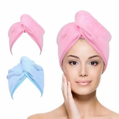 2PCS Rapid Fast Drying Hair Absorbent Towel Turban Wrap Soft Shower Bath Cap Hat • $7.59
