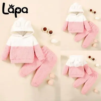 Newborn Baby Unisex Rabbit Bear Hooded Long Sleeve Tops+Pants Outfit Clothes Set • £1.99