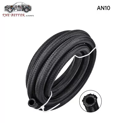 AN10 10AN Nylon Stainless Steel Braided Fuel Oil Gas Line Hose 20 Feet Black • $34.79