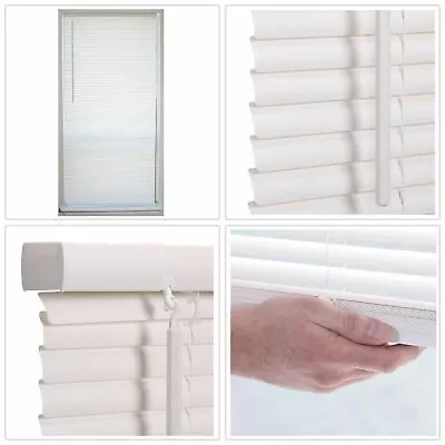 Window Vinyl Mini Blind 36 X 64 In. Cordless Shades Cover Light Warm Safe White • $31.22