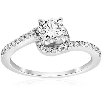 5/8ct Diamond Curve Pave Engagement Ring 14k White Gold • £660.82