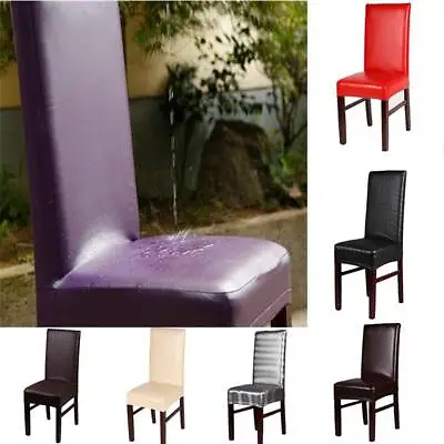 $15.70 • Buy Dining Chair Covers Faux PU Leather Stretch Slipcover Dining Room Seat Cover CB