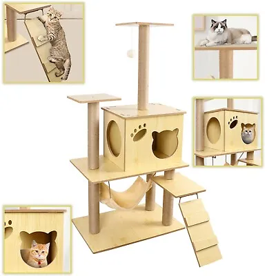 Cat Tree Scratching Post Scratcher Tower Kitten Condo House Furniture Bed 125cm • $68.99