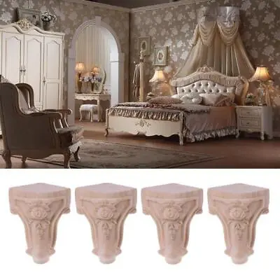 $23.46 • Buy 4 Pcs Wooden Carved Furniture Legs Replacement Right Angle Support Table Feet