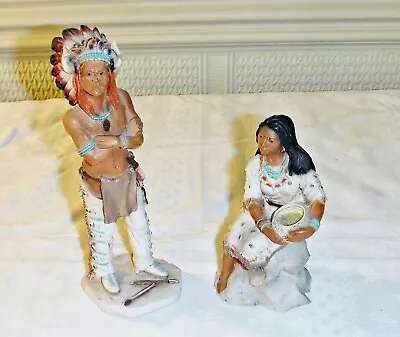 Castagna Italy Original 1988 Male & Female Native American Indians M 7 H F 5 1/4 • £24.95
