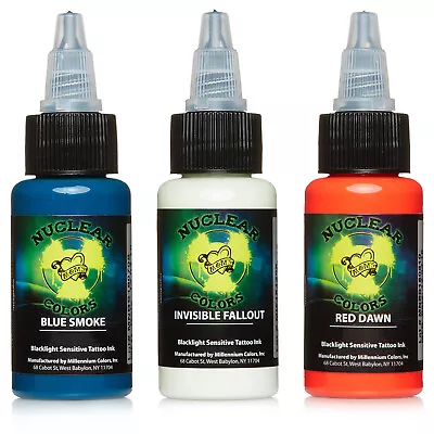 MOMs Millennium Nuclear UV Blacklight Tattoo Ink - 3 Color Set A • $45.99