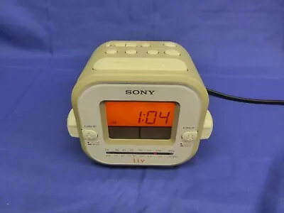 Sony Dream Machine ICF-C180 White & Beige Dual Alarm Clock AM/FM Radio - Tested • $12.95
