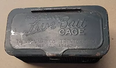 VINTAGE TIN FISHERMANS LIVE BAIT CAGE / TRENTON STAMPING Co OHIO / BELT CLIP • $39.99