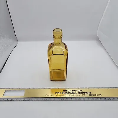 $15 • Buy Vintage Wheaton Glass Paneled Front & Back 5 3/4  Amber Or Gold Bottle 