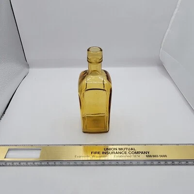 $15 • Buy Vintage Wheaton Glass Paneled Front & Back 5 3/4  Amber Or Gold Bottle 