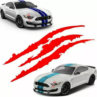 Red Monster Claw Scratch Stickers For Car Body Hood Side Fender 3pcs Set • $12.99