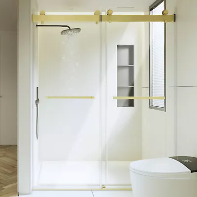 56-60'' *76'' Frameless Double Sliding Shower Door  3/8inch SGCC Tempered Glass • $699.29