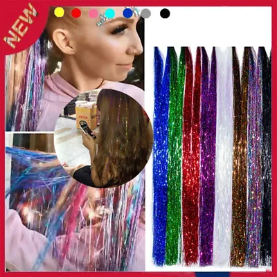 Hair Tinsel Strands Kit 14 Colors 100-150 Strands Tinsel Hair Extensions Glitter • £2.11