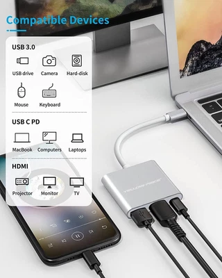 $39.89 • Buy Type-C Hub To HDMI 4K Output & USB 3.0 & USB-C Charging Port For Samsung S23 S22