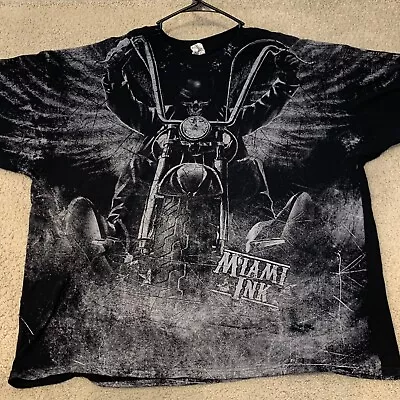 Miami Ink Shirt Mens Size 3XL Black Motorcycle Graphic Skull Harley Chopper • $17.99