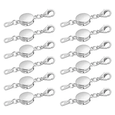 12Pcs Magnetic Jewelry Clasps Oblate Magnetic Locking Lobster Clasp Silver • $13.45