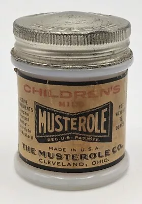 Vtg Childrens Mild Musterole Salve In Milk Glass Jar W Lid Some Product Left • $9.95