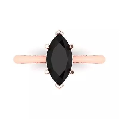 1.50ct Marquise Cut Natural Onyx Wedding Bridal Promise Ring Solid 14k Rose Gold • £264.19