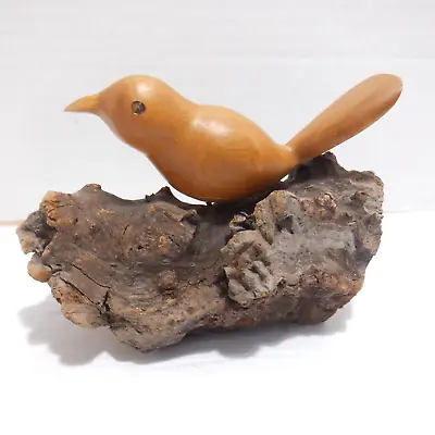 $19.99 • Buy Vintage Carved Wood Bird Sculpture Figurine On Driftwood