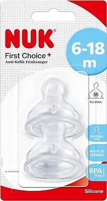 NUK First Choice+ Teats For Baby Bottles | 6-18 Months | Flow Control | Vent | | • £7.49
