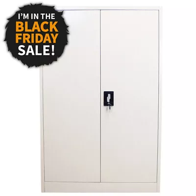 Metal Office 2 Doors Filing Cabinet Flatpack Document File Lockable Storage Unit • £199.99