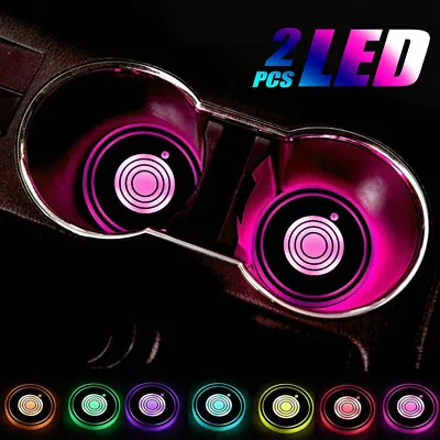 $14.59 • Buy 2pcs Cup Pad Car Accessories LED Lights Cover Interior Decoration Lamp 7 Colors