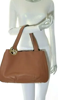 NWT$348.00 - Michael Kors Fulton Large Leather East West Tote Bag Luggage   • $148