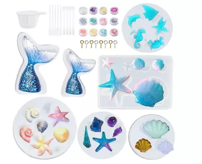 Olycraft 7pc Ocean Theme Molds Silicone Mermaid Tail For Pendant Craft Making • $16.95