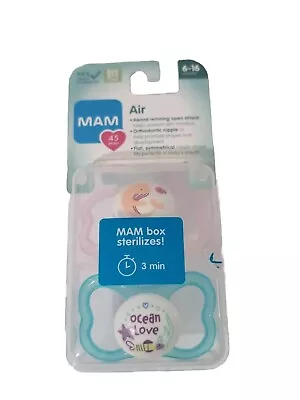 MAM Air Pacifiers 2 Pack Skin Soft Silicone Pacifiers 6+ Months ~ NEW • $12