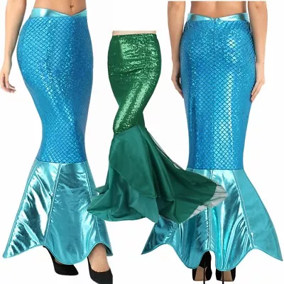 S-2XL Women Mermaid Halloween Cosplay Costume Fancy Party Dress Tail Maxi Skirt • $11.67