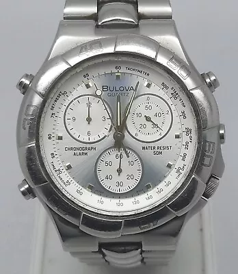 Bulova Chronograph Alarm Quartz 50m Mens 39mm • $99.99