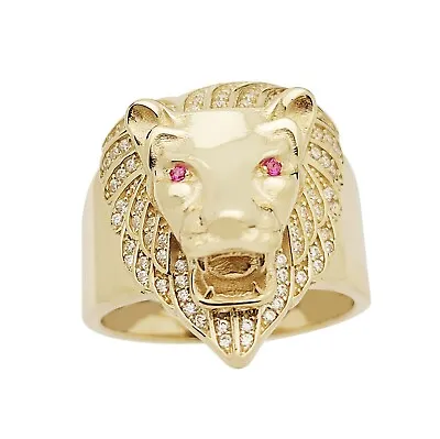 $483.65 • Buy 10K Yellow Gold Lion Ring Lion Head Ring