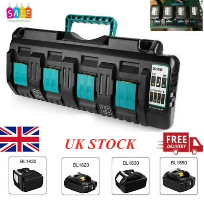 For Makita DC18SF RCT 14.4V-18V LXT Li-ion 4 Port Fast Battery Charger BL14 BL18 • £63.90