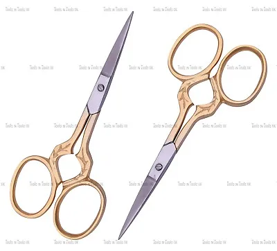 £2.99 • Buy 3.5  Multi Purpose Leaf Shape Small Embroidery Fancy Scissors Gold Plated 