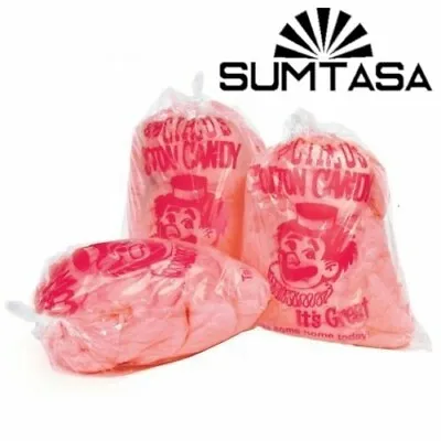 🔥cotton Candy Floss Bags Clown Plastic Bag With Ties Sugar Floss Maker Supplies • £3.95
